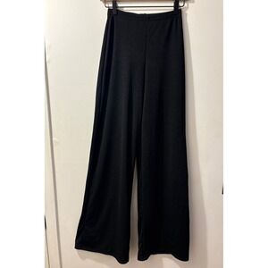 PrettyLittleThing Wide Leg Trousers Black Crepe High Waist Flowy Size US 10 NWT